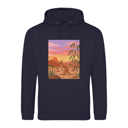Kangaroo at Dusk Adult Hoodie - Wild Horizons French Navy colour variant image