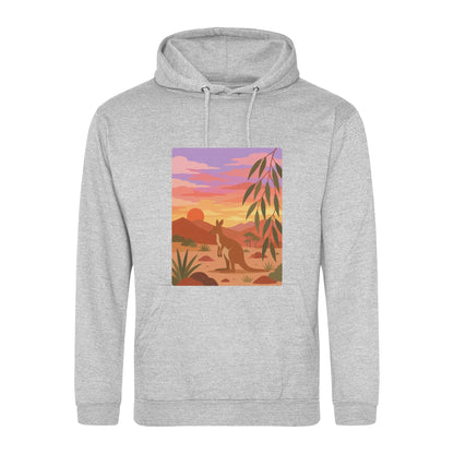 Kangaroo at Dusk Adult Hoodie - Wild Horizons Heather Grey colour variant image