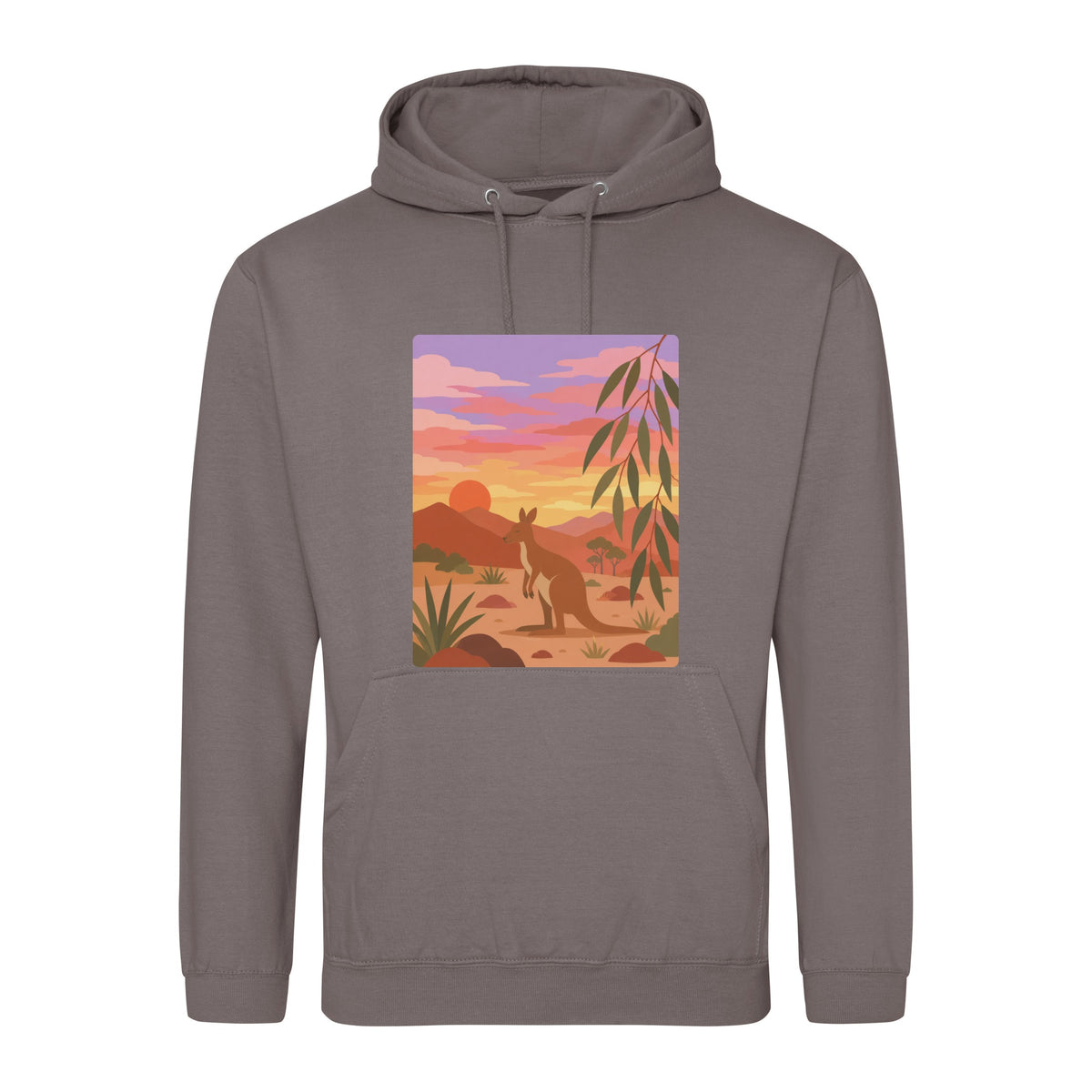 Kangaroo at Dusk Adult Hoodie - Wild Horizons Mocha Brown colour variant image