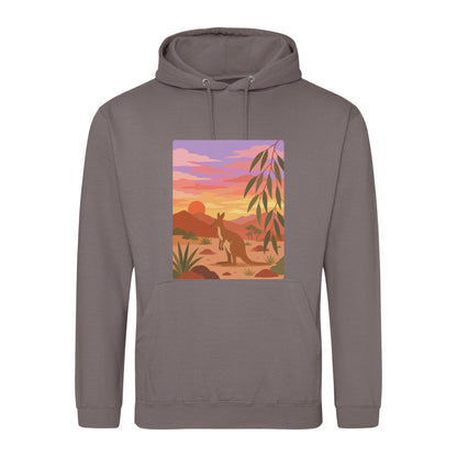 Kangaroo at Dusk Adult Hoodie - Wild Horizons Mocha Brown colour variant image