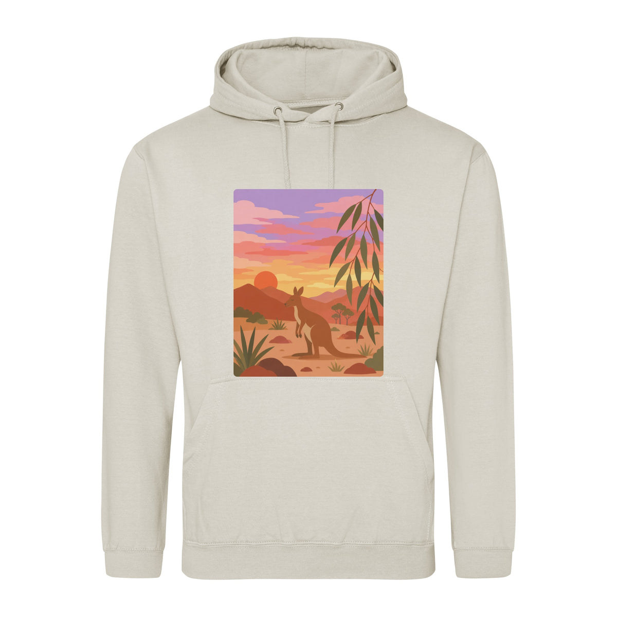 Kangaroo at Dusk Adult Hoodie - Wild Horizons Natural Stone colour variant image