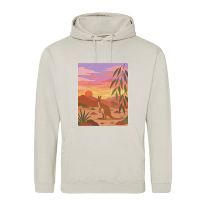 Kangaroo at Dusk Adult Hoodie - Wild Horizons Natural Stone colour variant image