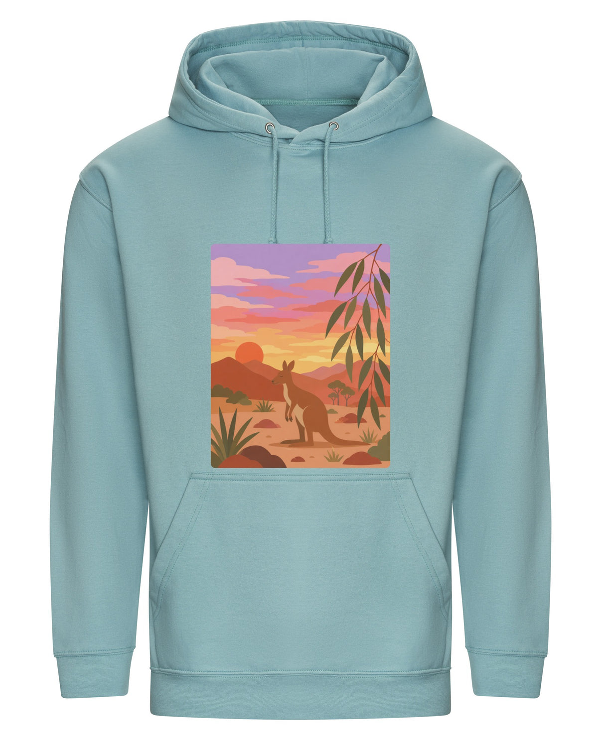 Kangaroo at Dusk Adult Hoodie - Wild Horizons Seafoam colour variant image