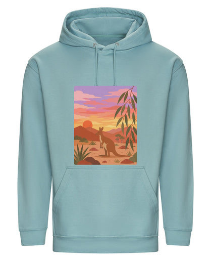 Kangaroo at Dusk Adult Hoodie - Wild Horizons Seafoam colour variant image