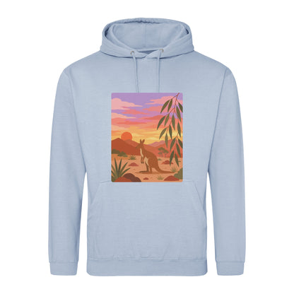 Kangaroo at Dusk Adult Hoodie - Wild Horizons Sky Blue colour variant image