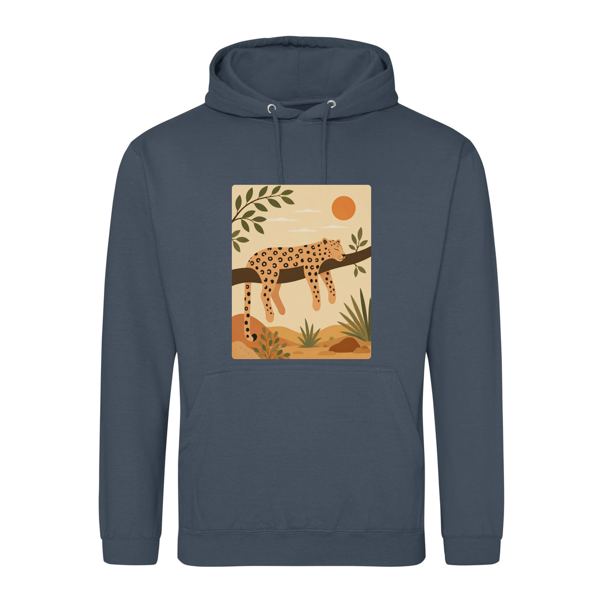 Leopard in the Shade Adult Hoodie - Wild Horizons Airforce Blue colour variant image