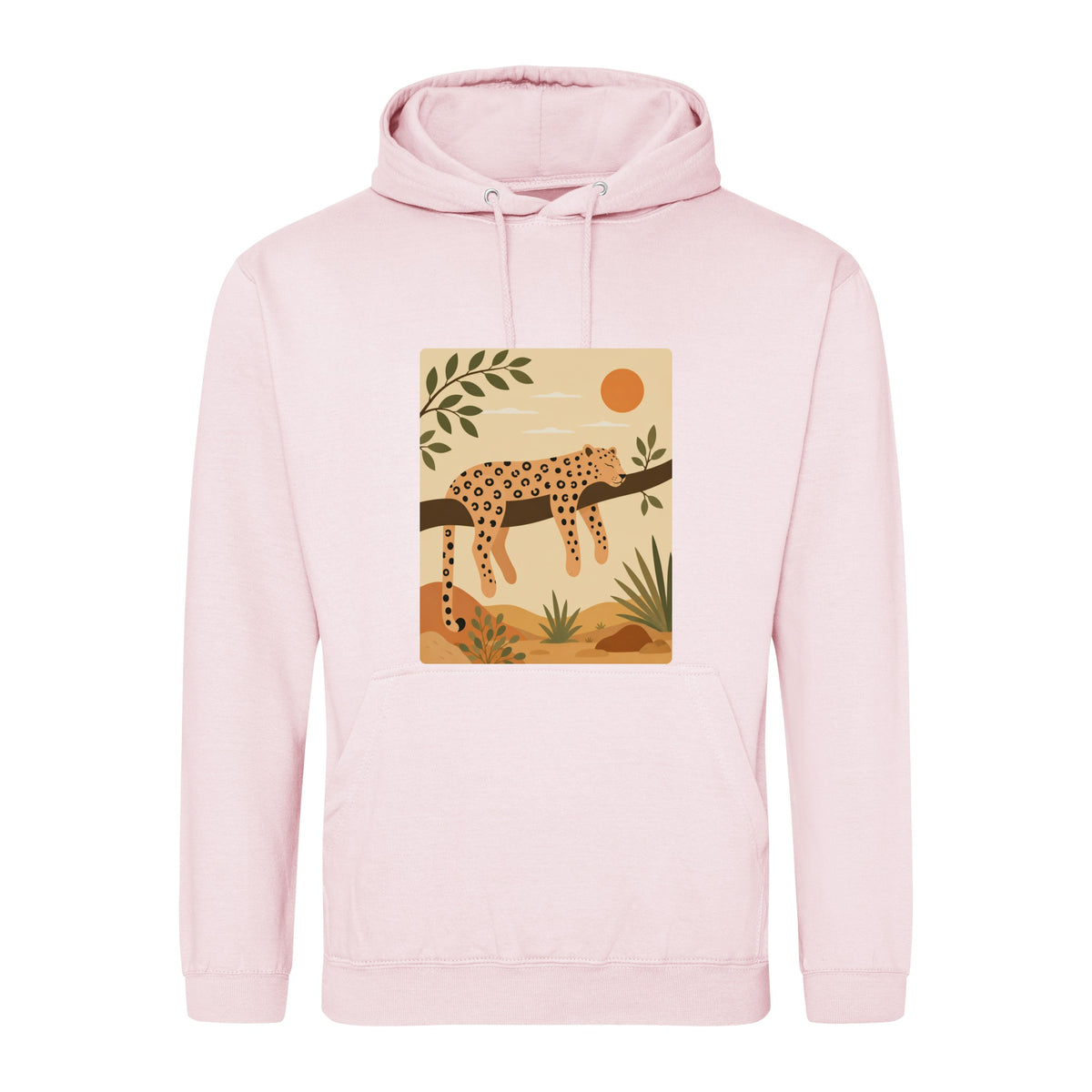 Leopard in the Shade Adult Hoodie - Wild Horizons Baby Pink colour variant image