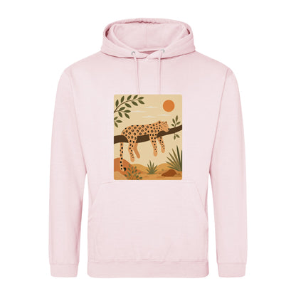 Leopard in the Shade Adult Hoodie - Wild Horizons Baby Pink colour variant image