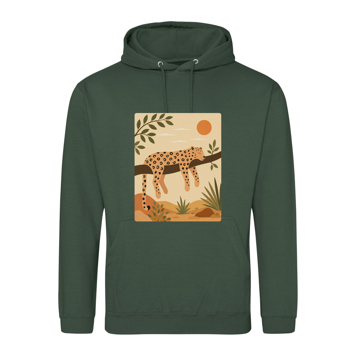 Leopard in the Shade Adult Hoodie - Wild Horizons Bottle Green colour variant image