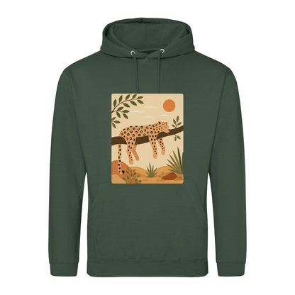 Leopard in the Shade Adult Hoodie - Wild Horizons Bottle Green colour variant image