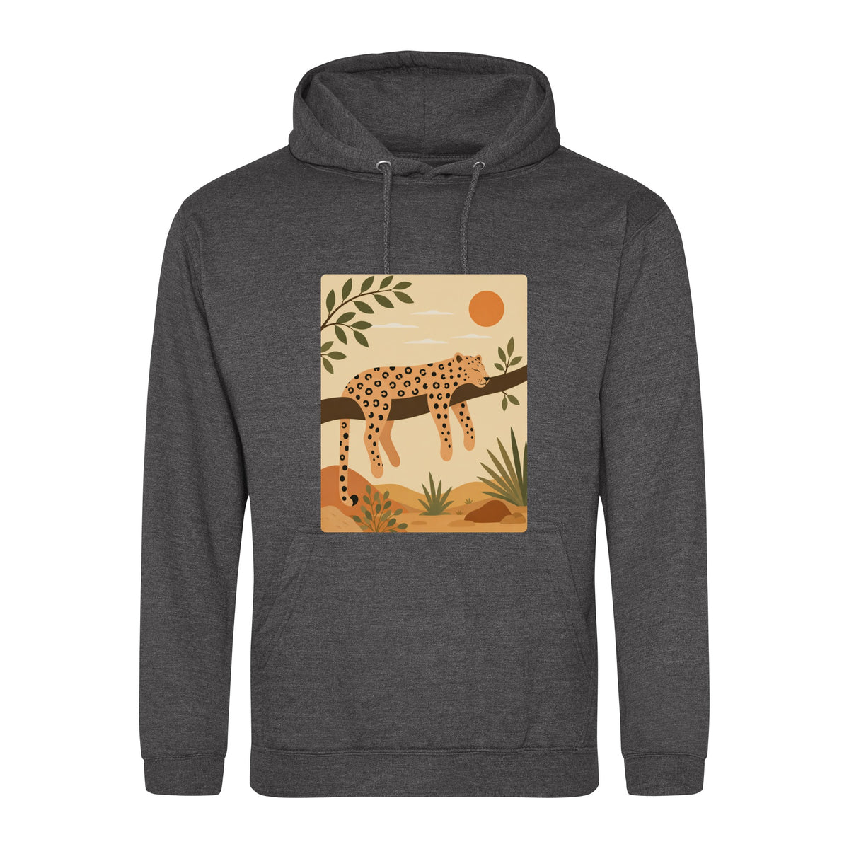 Leopard in the Shade Adult Hoodie - Wild Horizons Charcoal colour variant image