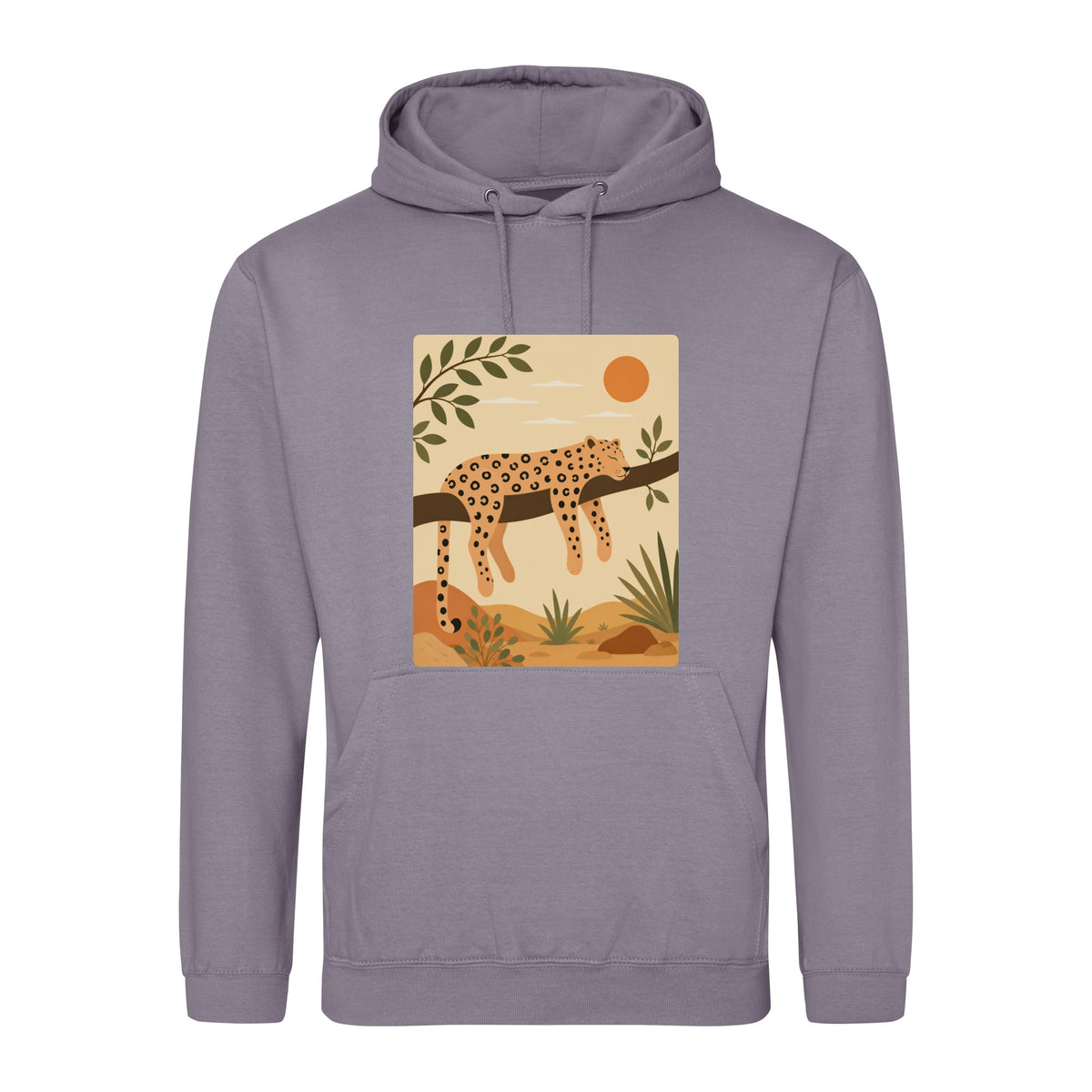Leopard in the Shade Adult Hoodie - Wild Horizons Dusty Lilac colour variant image