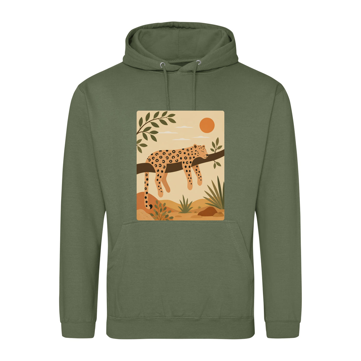 Leopard in the Shade Adult Hoodie - Wild Horizons Earthy Green colour variant image
