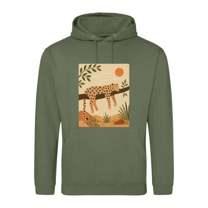 Leopard in the Shade Adult Hoodie - Wild Horizons Earthy Green colour variant image