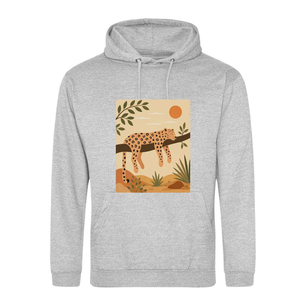 Leopard in the Shade Adult Hoodie - Wild Horizons Heather Grey colour variant image