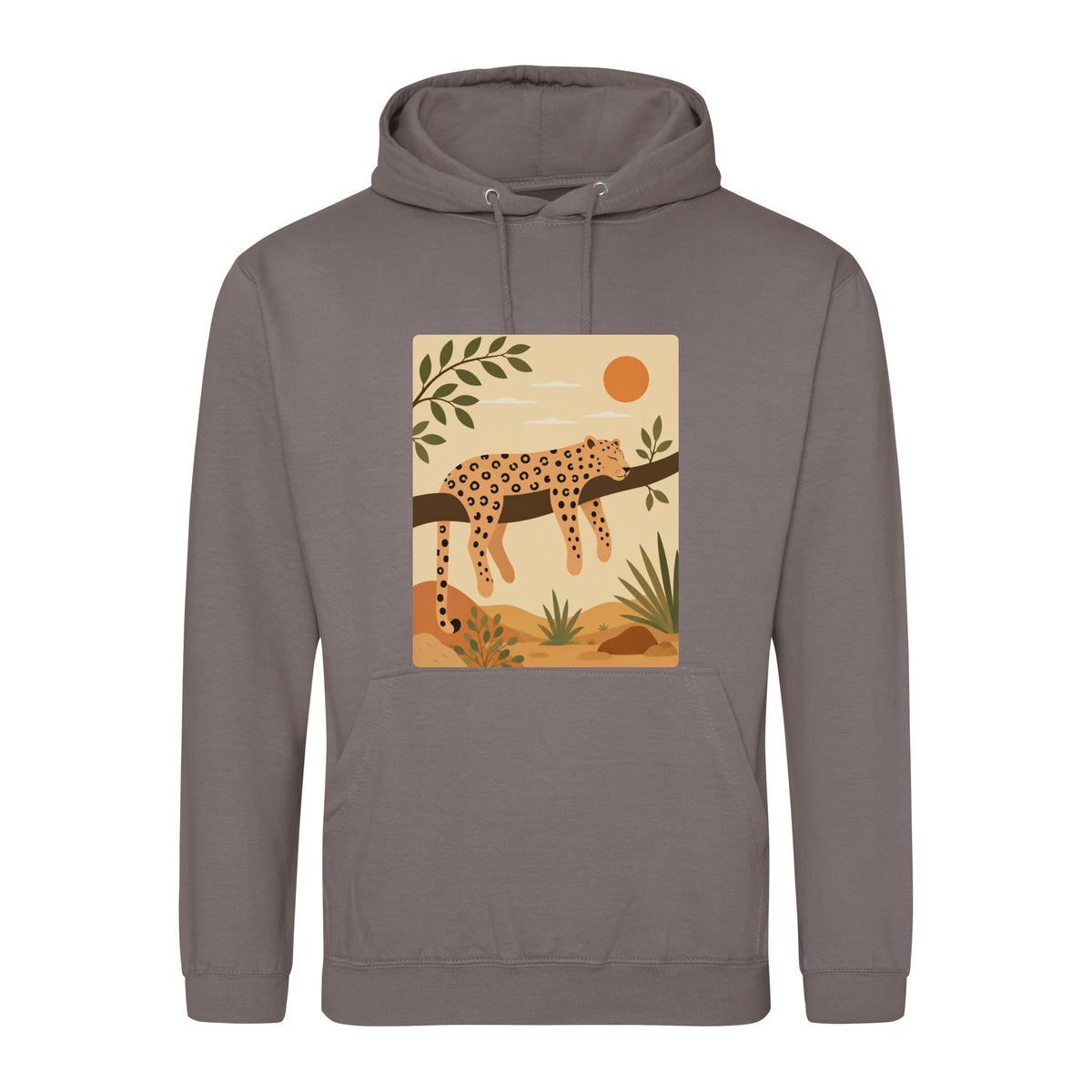 Leopard in the Shade Adult Hoodie - Wild Horizons Mocha Brown colour variant image