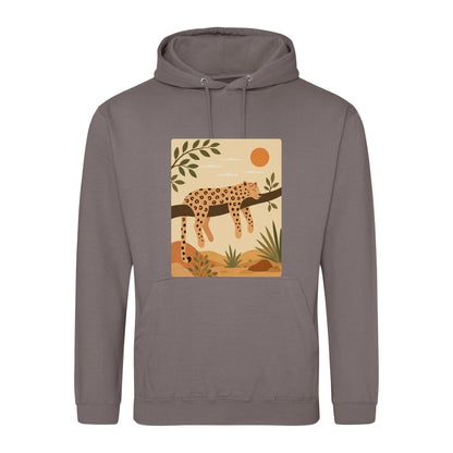 Leopard in the Shade Adult Hoodie - Wild Horizons Mocha Brown colour variant image