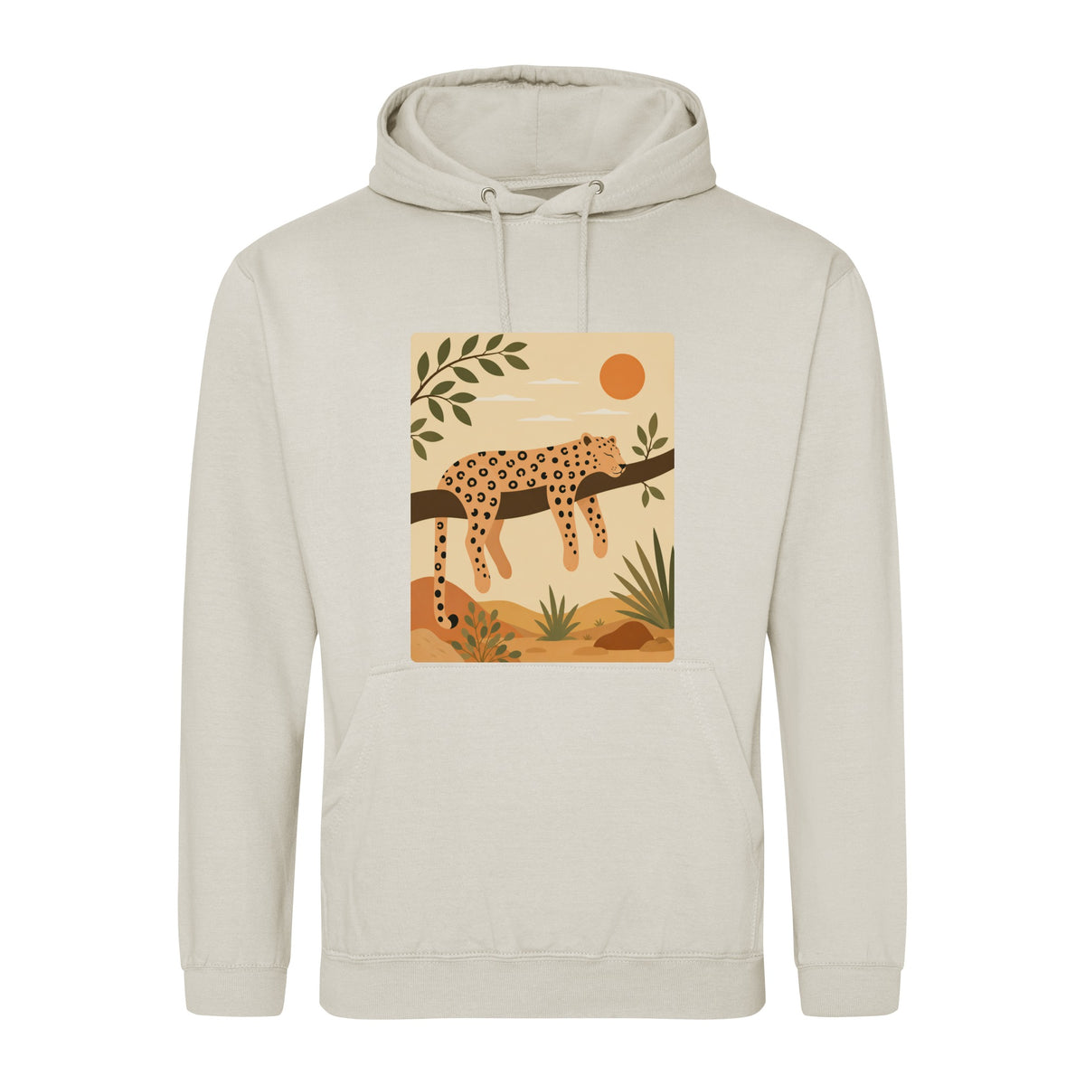 Leopard in the Shade Adult Hoodie - Wild Horizons Natural Stone colour variant image