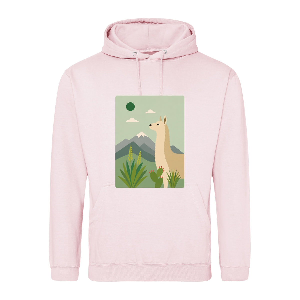 Llama in the Highlands Adult Hoodie - Wild Horizons Baby Pink colour variant image