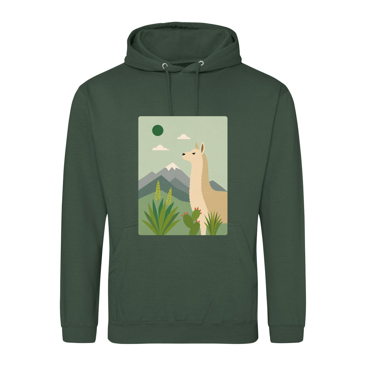 Llama in the Highlands Adult Hoodie - Wild Horizons Bottle Green colour variant image