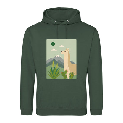 Llama in the Highlands Adult Hoodie - Wild Horizons Bottle Green colour variant image