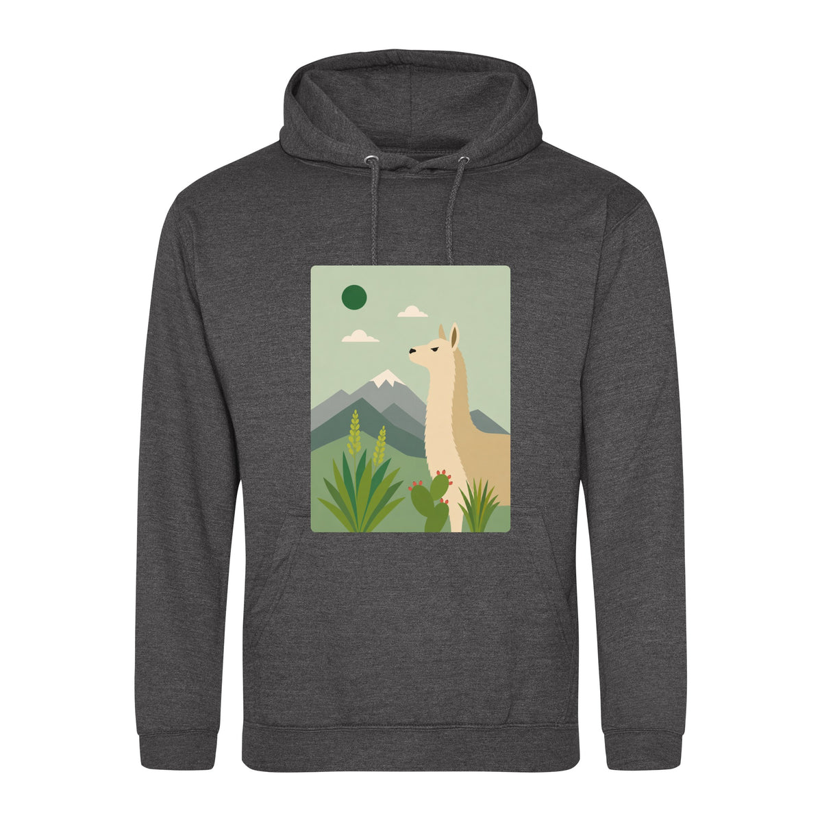 Llama in the Highlands Adult Hoodie - Wild Horizons Charcoal colour variant image
