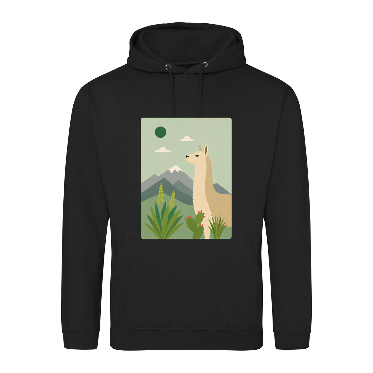 Llama in the Highlands Adult Hoodie - Wild Horizons Deep Black colour variant image