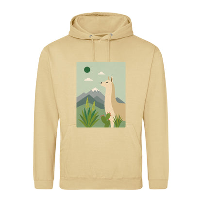 Llama in the Highlands Adult Hoodie - Wild Horizons Desert Sand colour variant image