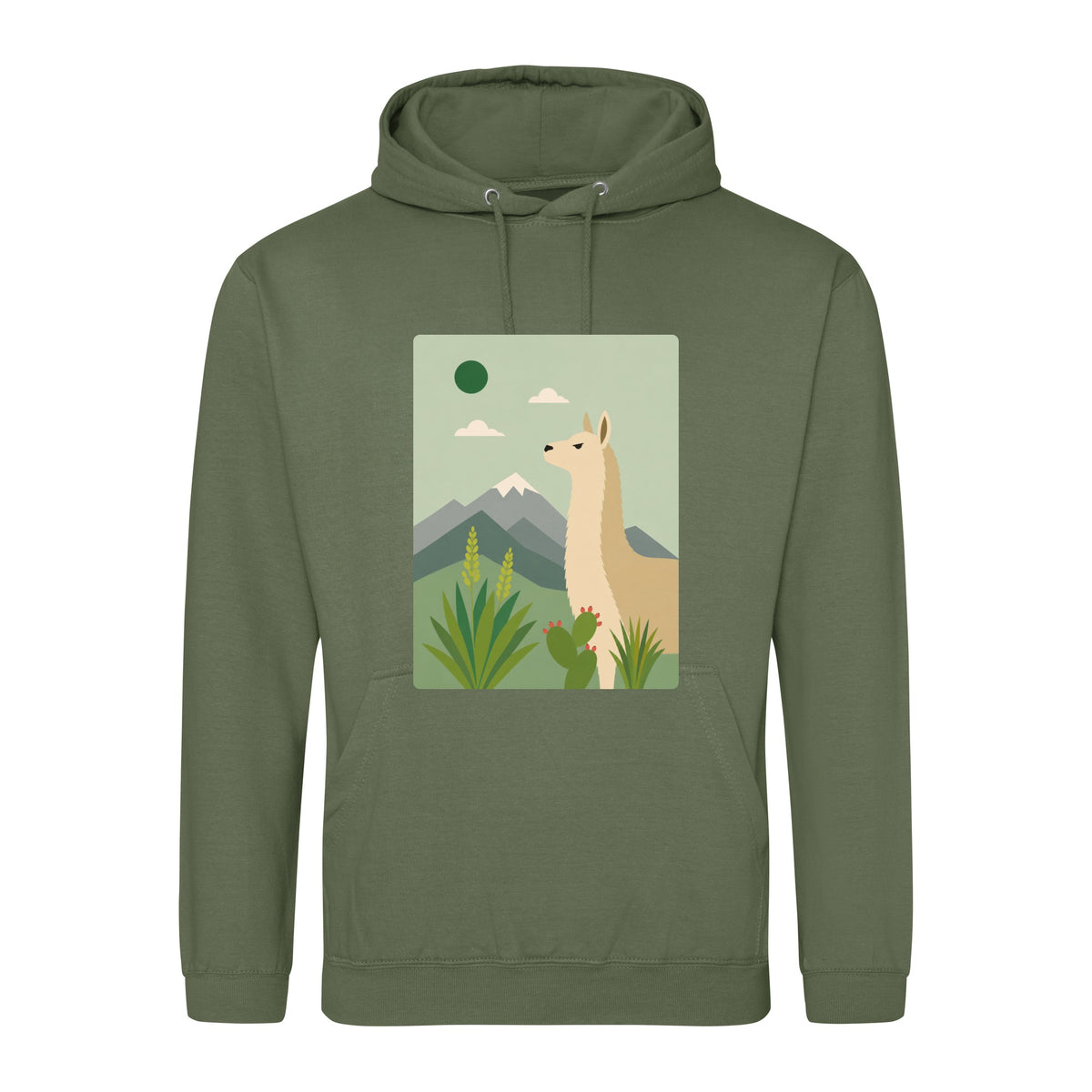 Llama in the Highlands Adult Hoodie - Wild Horizons Earthy Green colour variant image