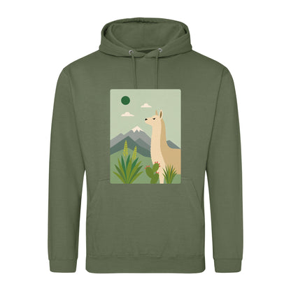 Llama in the Highlands Adult Hoodie - Wild Horizons Earthy Green colour variant image