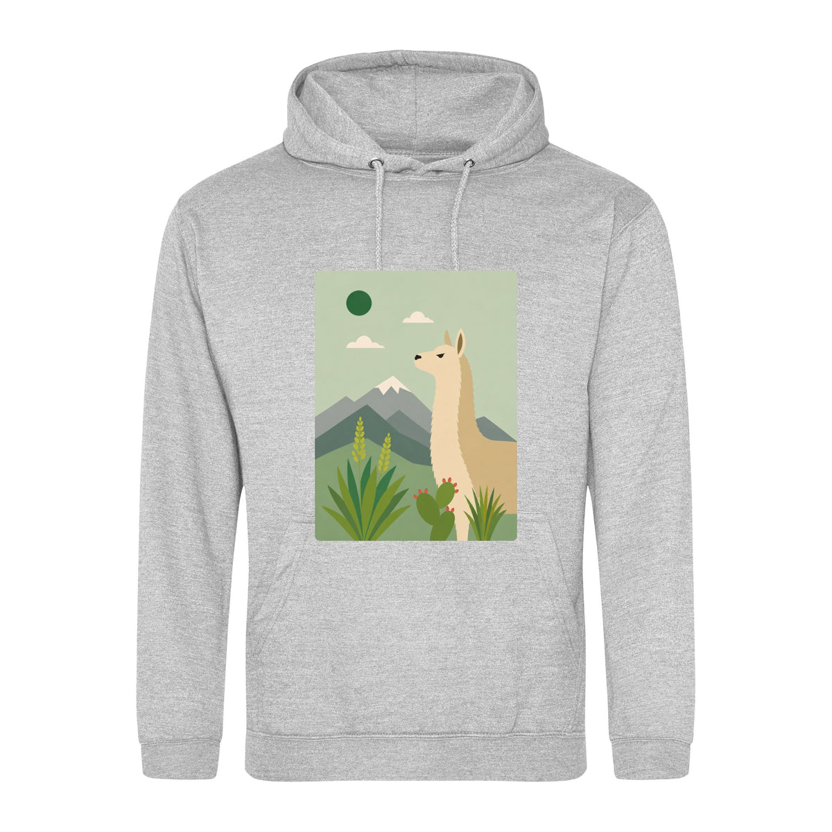 Llama in the Highlands Adult Hoodie - Wild Horizons Heather Grey colour variant image