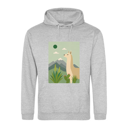 Llama in the Highlands Adult Hoodie - Wild Horizons Heather Grey colour variant image