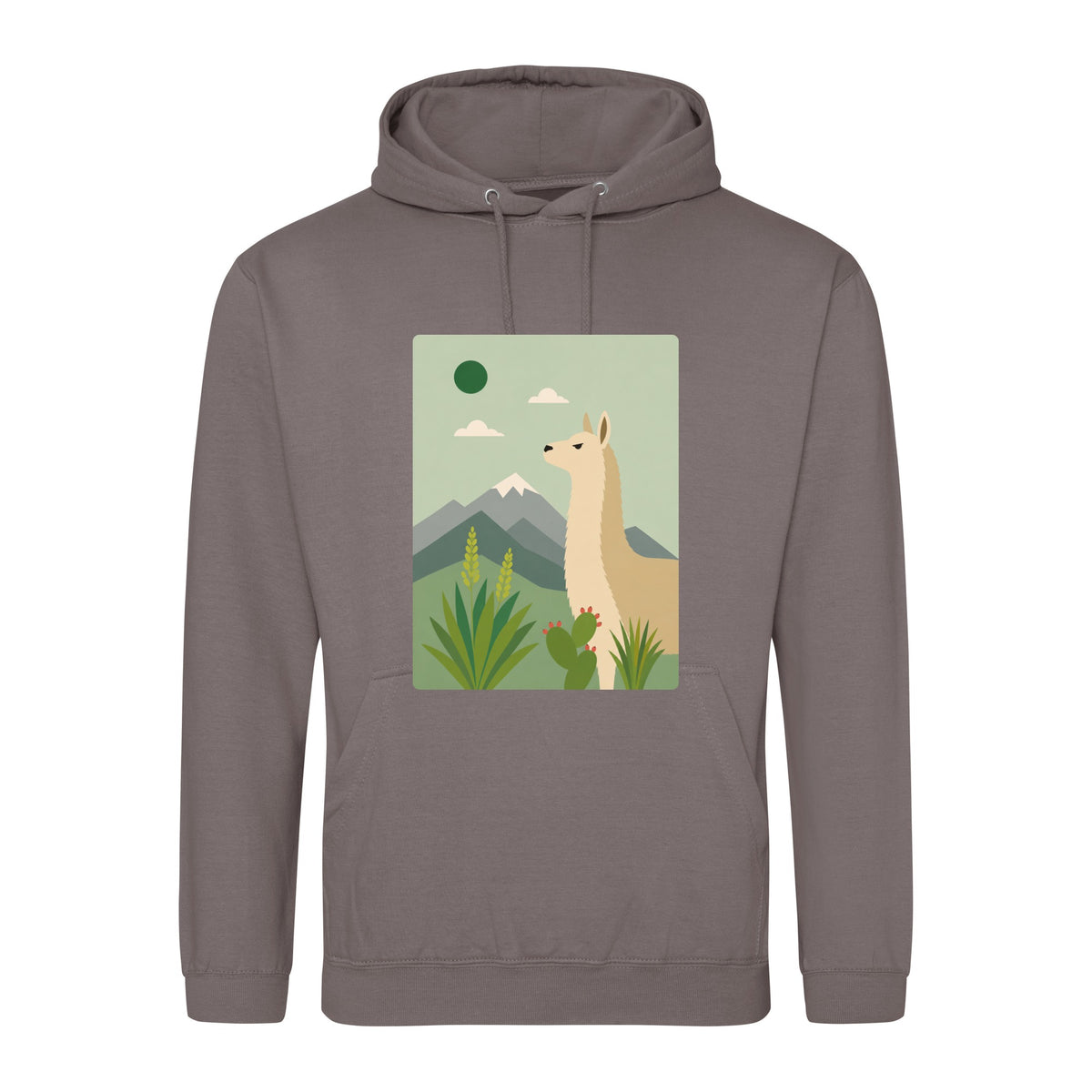 Llama in the Highlands Adult Hoodie - Wild Horizons Mocha Brown colour variant image