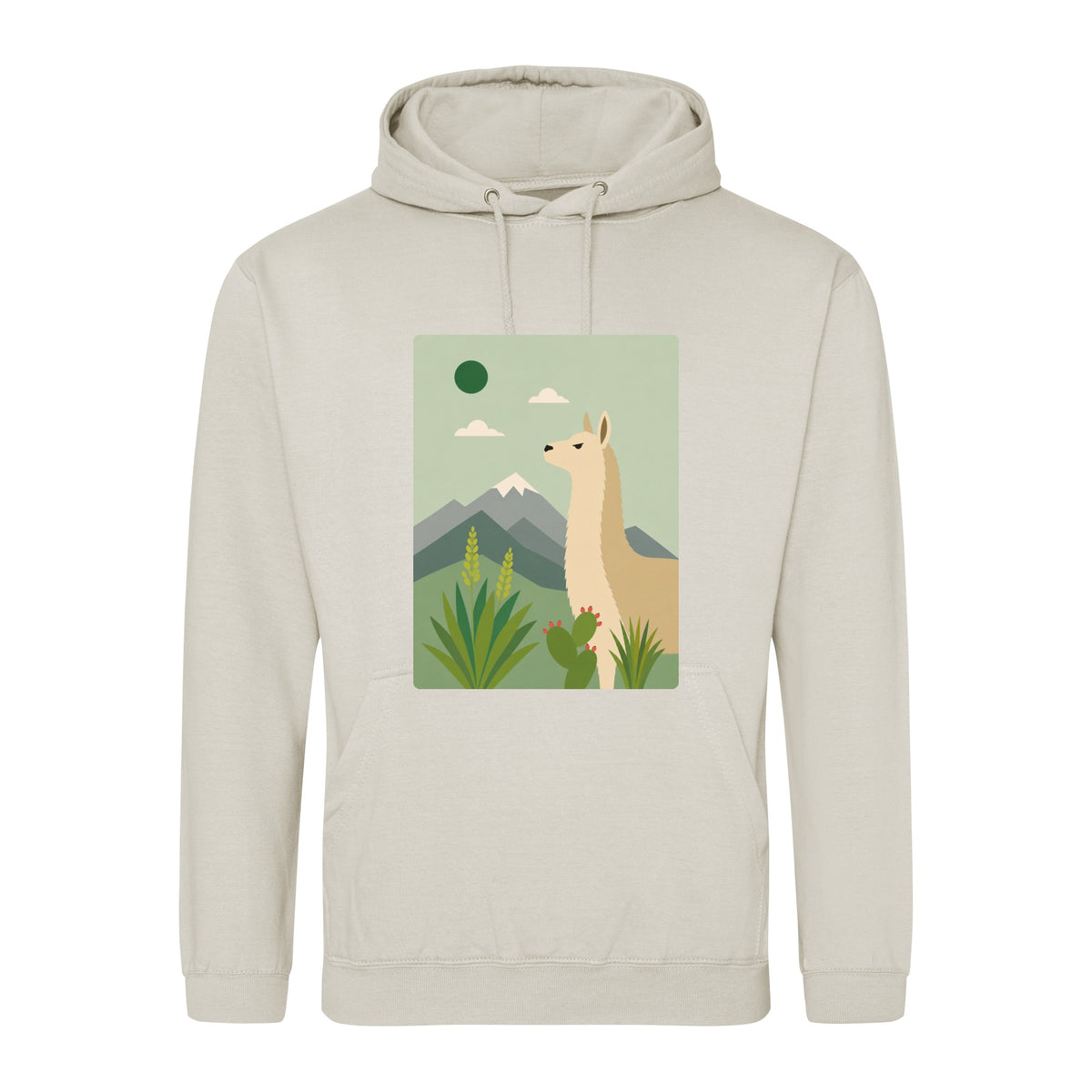 Llama in the Highlands Adult Hoodie - Wild Horizons Natural Stone colour variant image