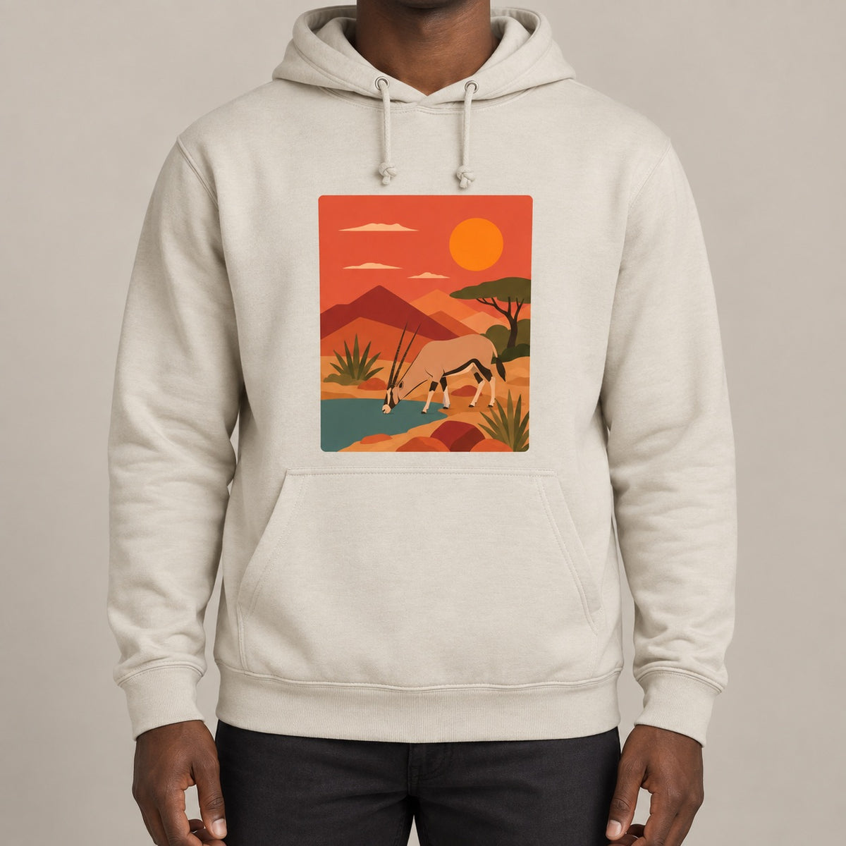 Oryx at the Waterhole Adult Hoodie - Wild Horizons lead image
