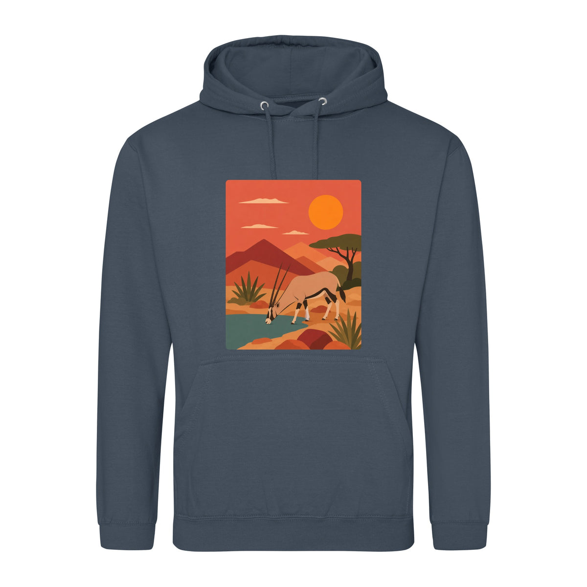 Oryx at the Waterhole Adult Hoodie - Wild Horizons Airforce Blue colour variant image