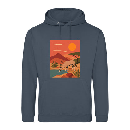 Oryx at the Waterhole Adult Hoodie - Wild Horizons Airforce Blue colour variant image