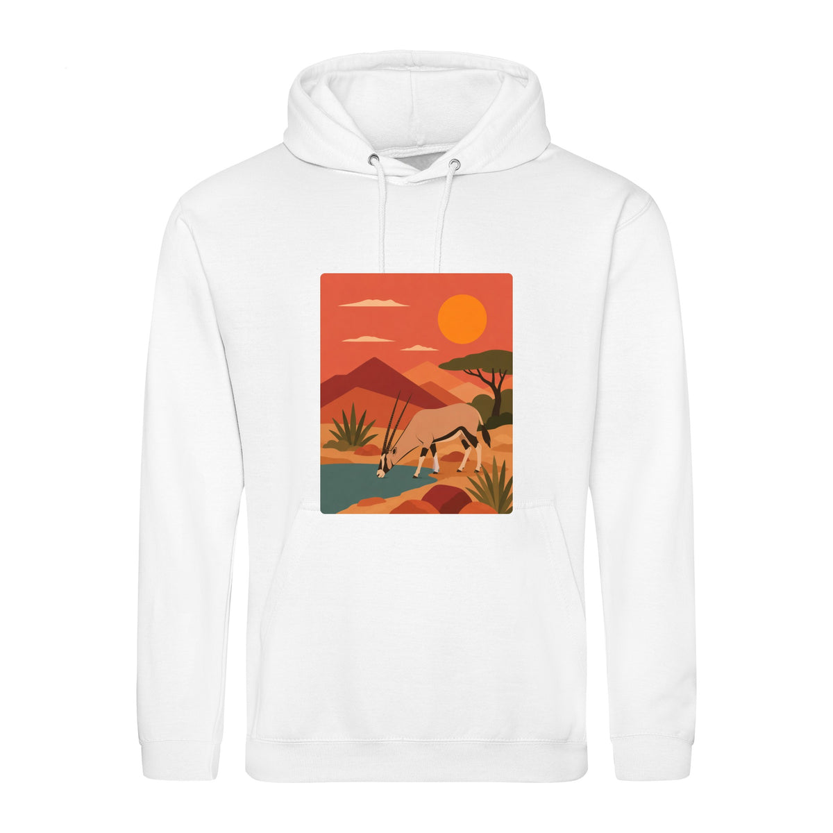 Oryx at the Waterhole Adult Hoodie - Wild Horizons Arctic White colour variant image