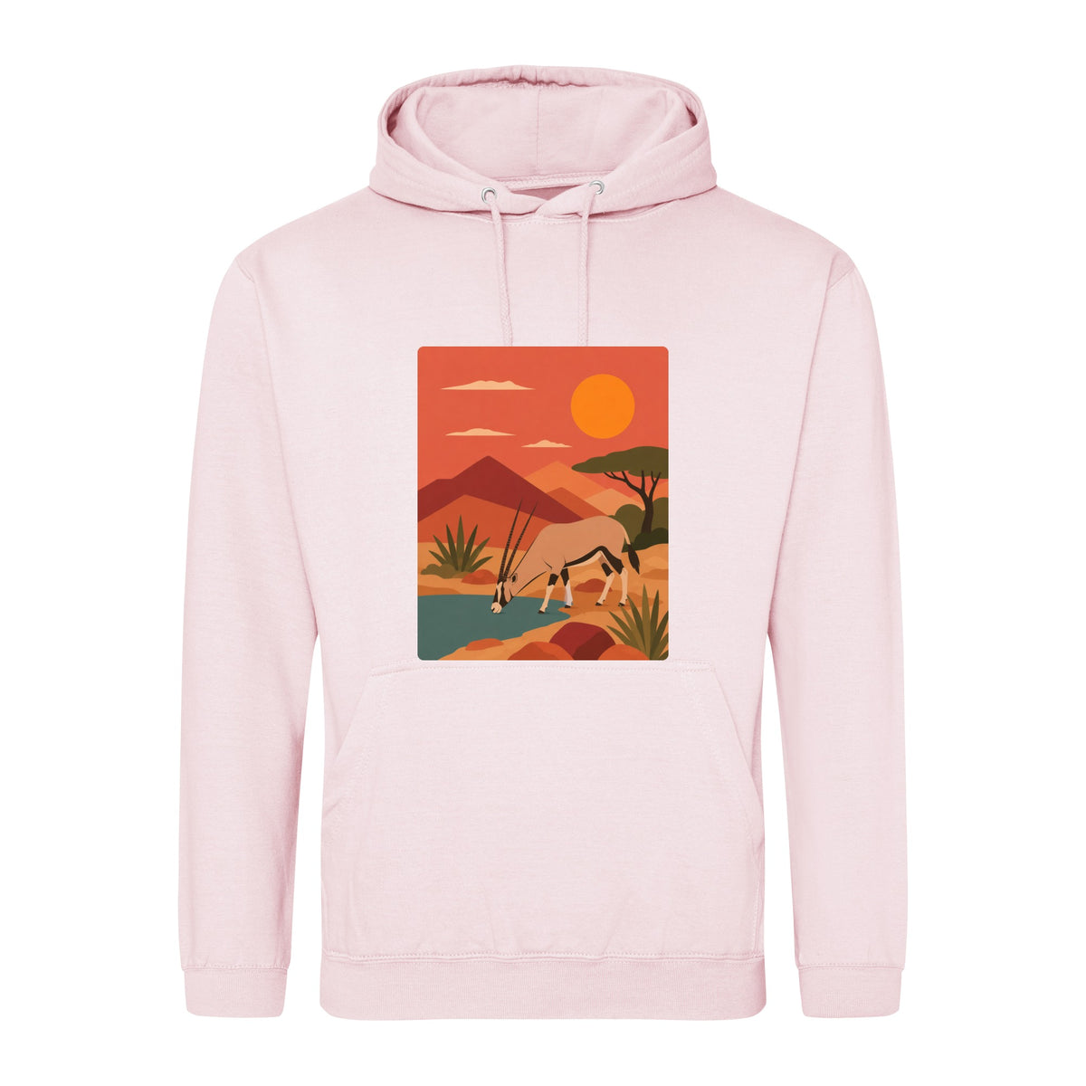 Oryx at the Waterhole Adult Hoodie - Wild Horizons Baby Pink colour variant image