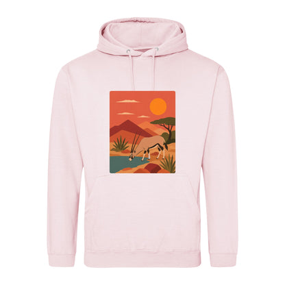 Oryx at the Waterhole Adult Hoodie - Wild Horizons Baby Pink colour variant image