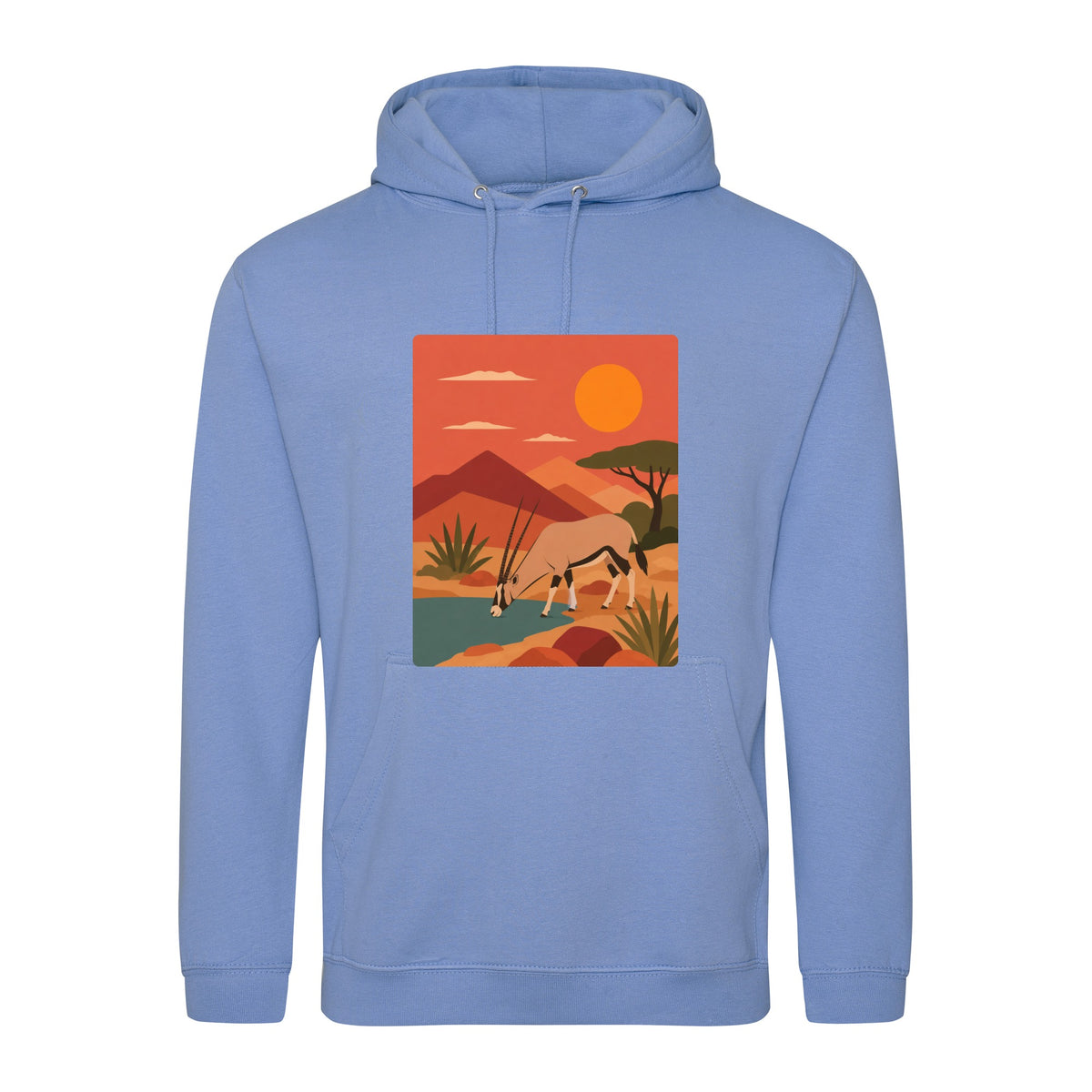 Oryx at the Waterhole Adult Hoodie - Wild Horizons Cornflower Blue colour variant image
