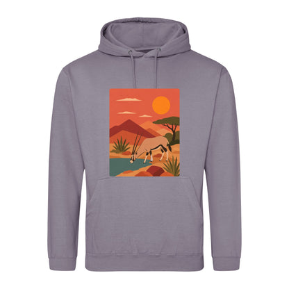 Oryx at the Waterhole Adult Hoodie - Wild Horizons Dusty Lilac colour variant image