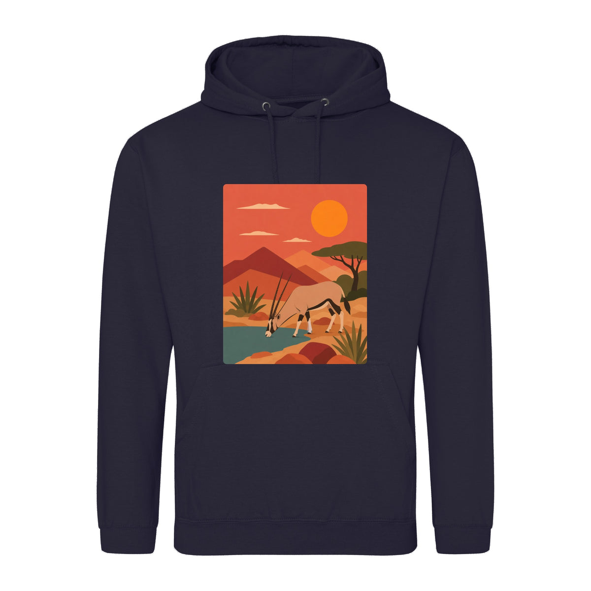 Oryx at the Waterhole Adult Hoodie - Wild Horizons French Navy colour variant image