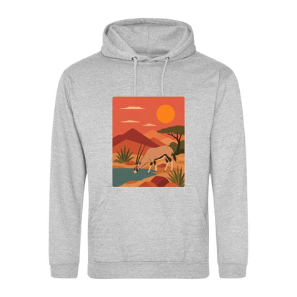 Oryx at the Waterhole Adult Hoodie - Wild Horizons Heather Grey colour variant image