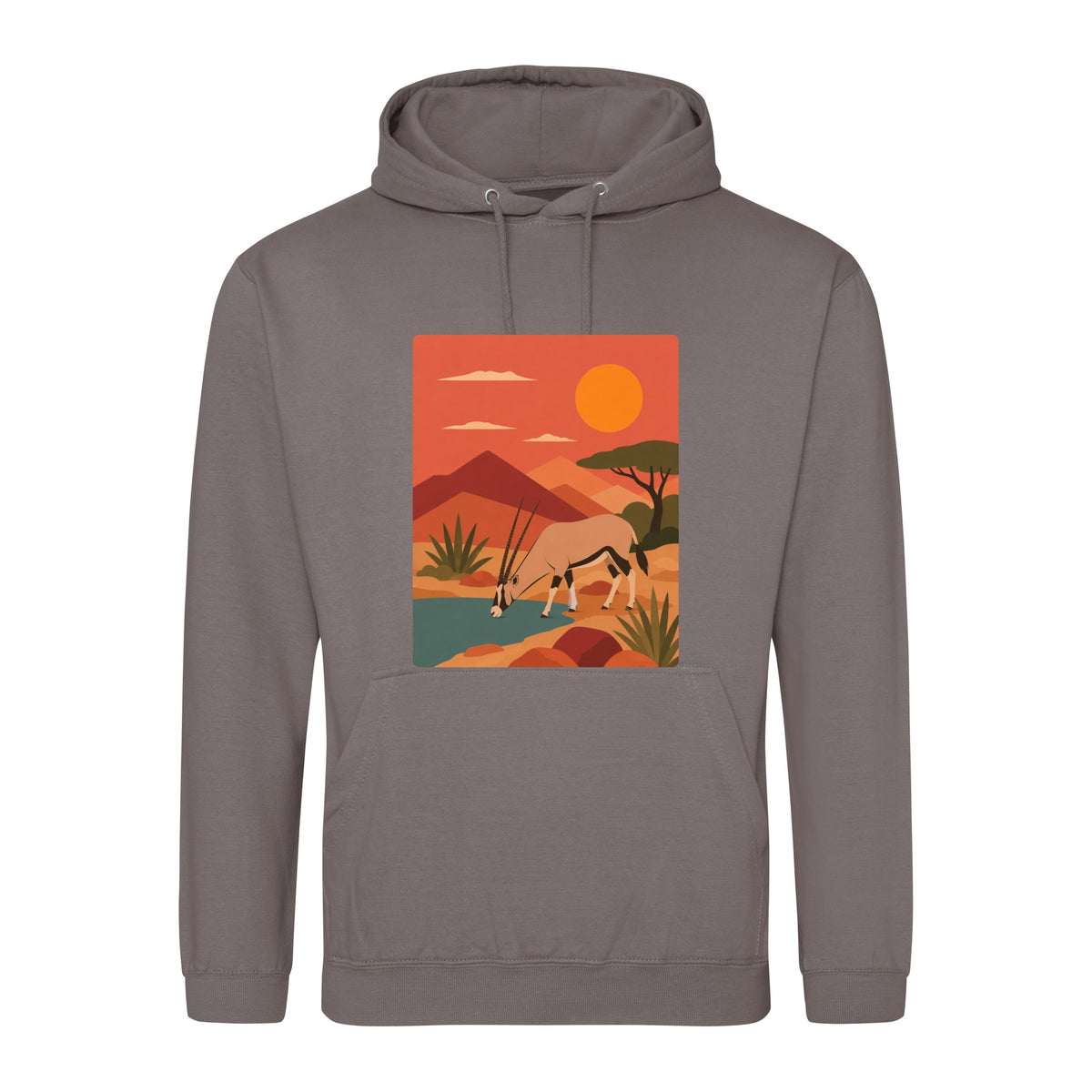 Oryx at the Waterhole Adult Hoodie - Wild Horizons Mocha Brown colour variant image