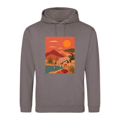 Oryx at the Waterhole Adult Hoodie - Wild Horizons Mocha Brown colour variant image