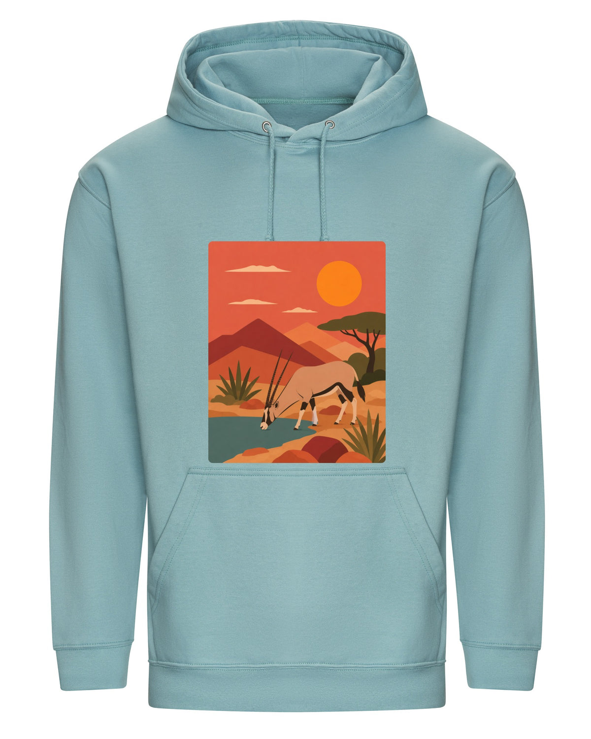 Oryx at the Waterhole Adult Hoodie - Wild Horizons Seafoam colour variant image