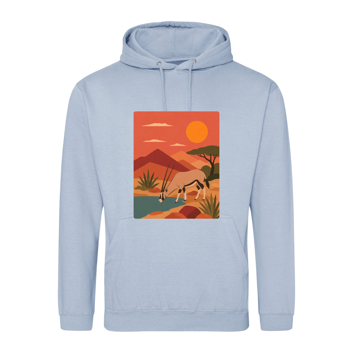 Oryx at the Waterhole Adult Hoodie - Wild Horizons Sky Blue colour variant image