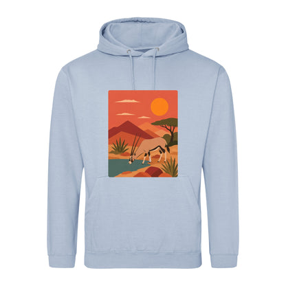 Oryx at the Waterhole Adult Hoodie - Wild Horizons Sky Blue colour variant image