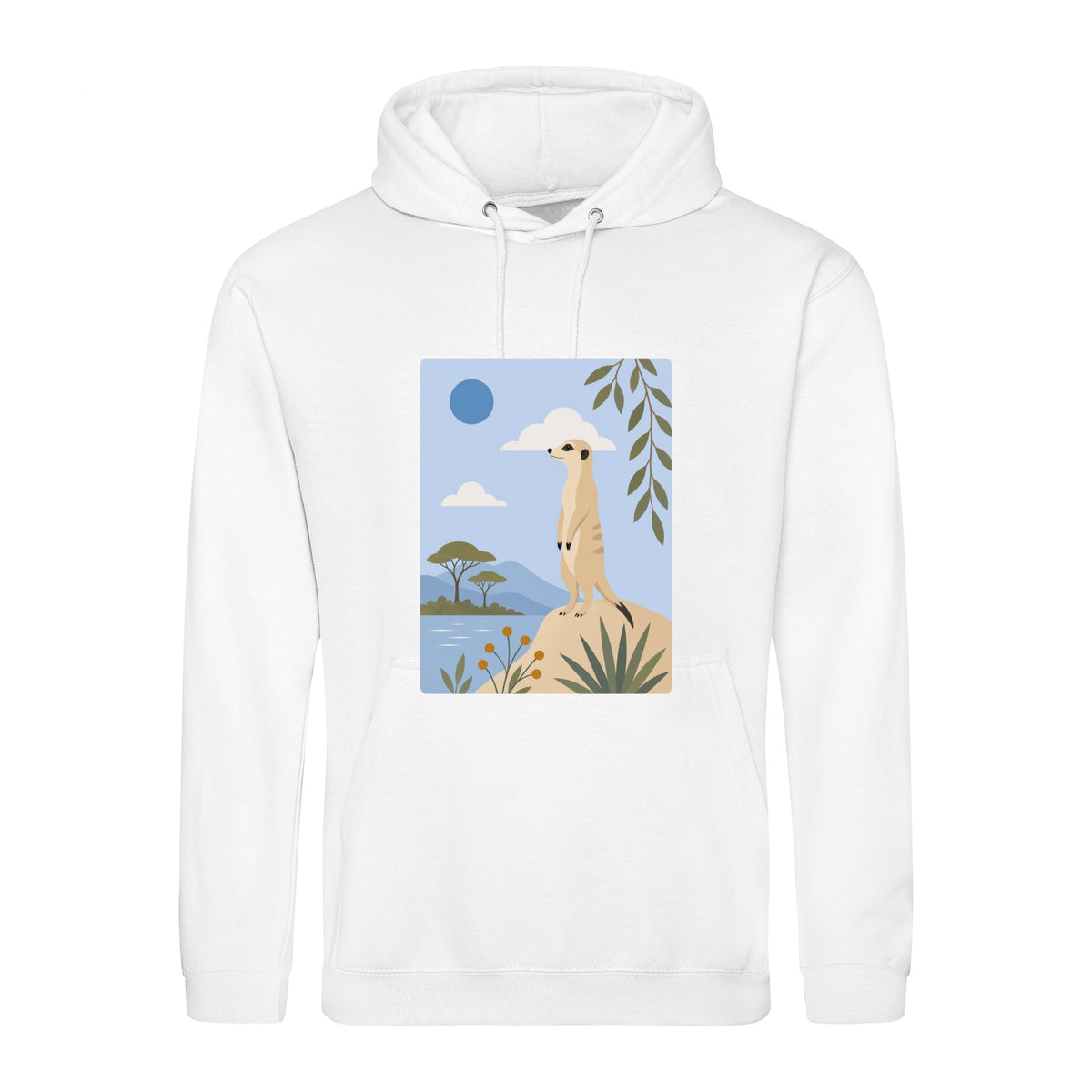 Meerkat Lookout Adult Hoodie - Wild Horizons Arctic White colour variant image